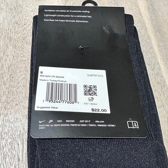 New 2 Pair Nike Performance Cushioned Knee-High Dri- Fit Black Socks Size Small - Picture 10 of 13